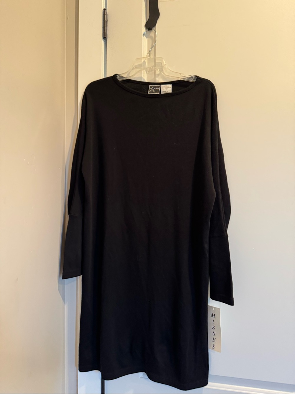 Nina Leonard Black Ribbed Dress